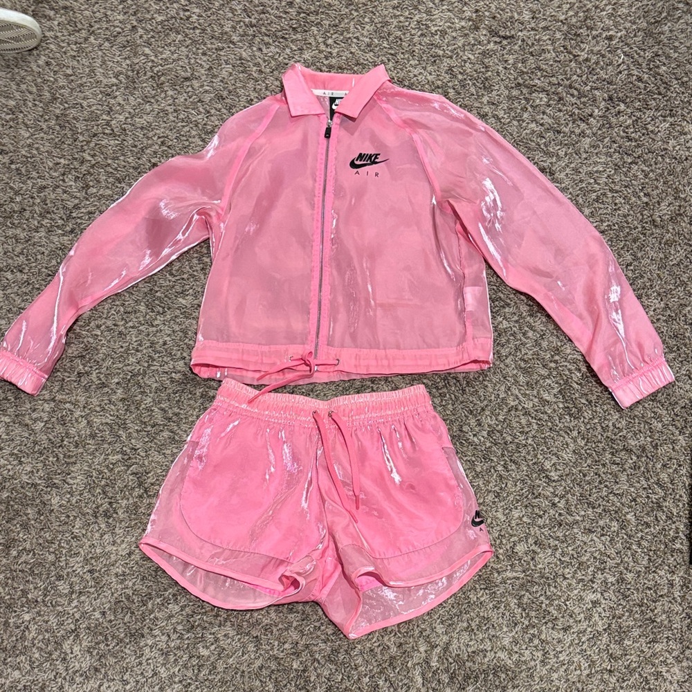 Nike Air Pink Transparent Jacket and Shorts